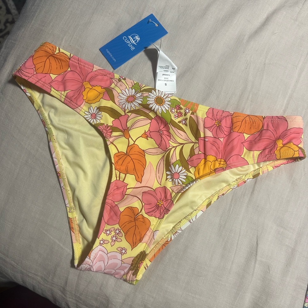 Guy Harvey Floral Bikini Bottom - Pink, Orange, Yellow
